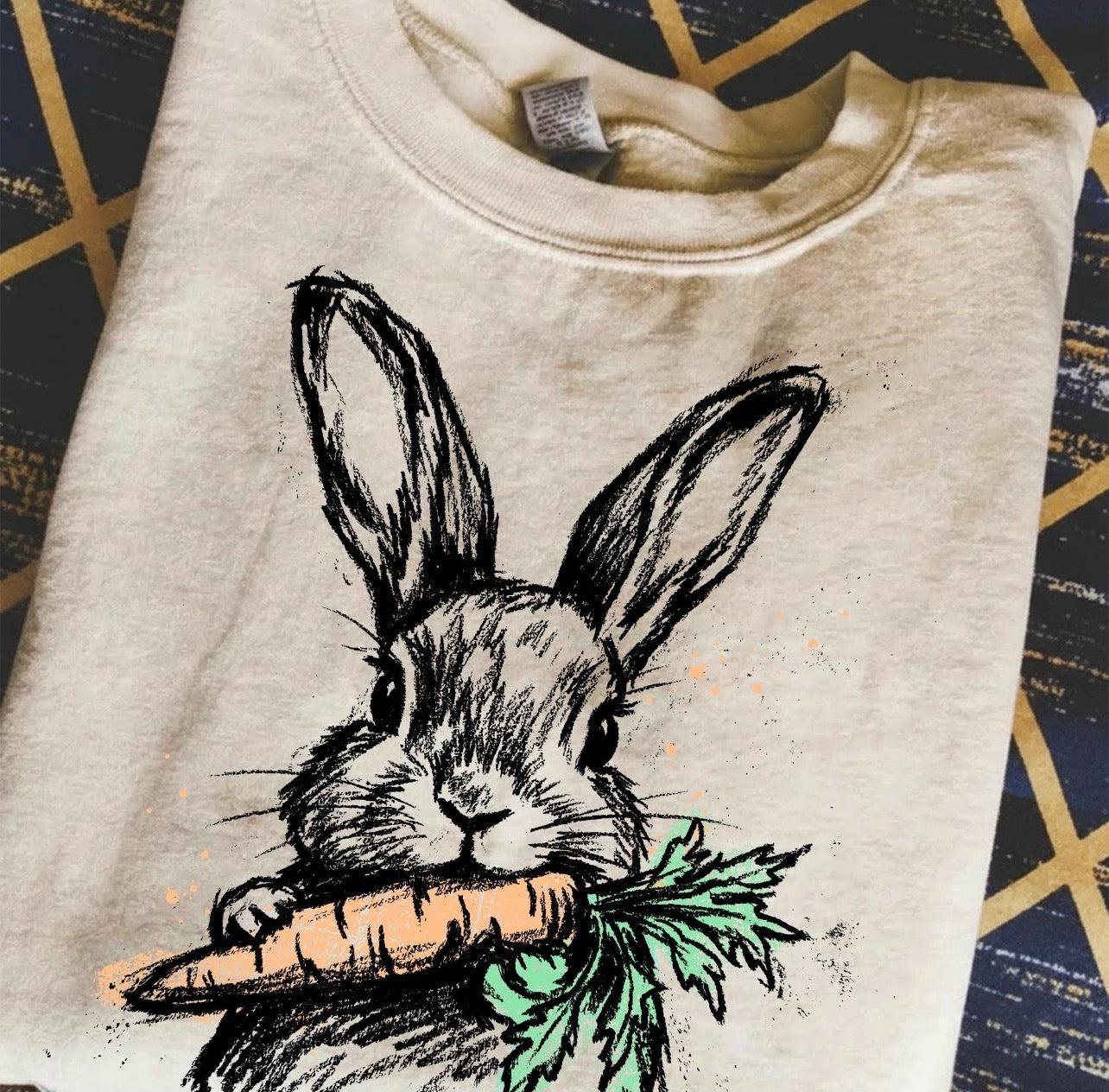 Sketch bunny with carrot -DTF&UV