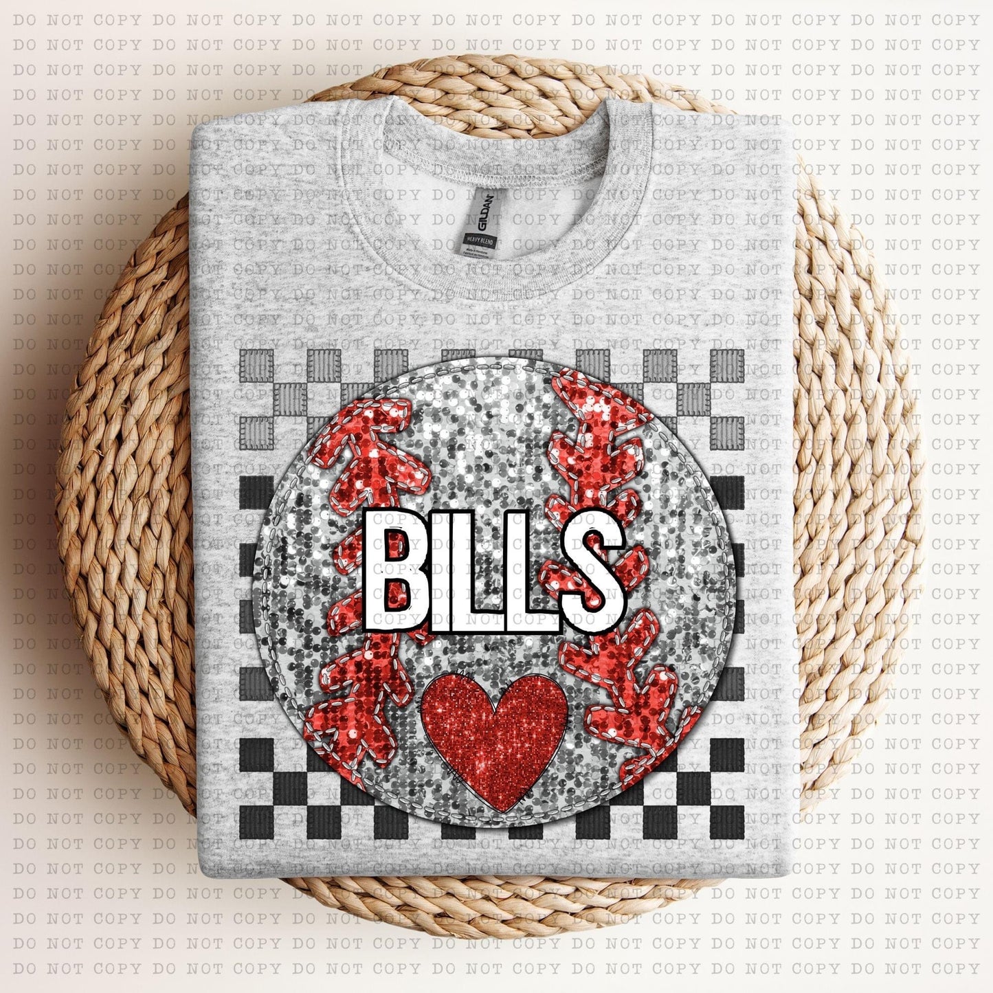 Baseball Mascots Faux Embroidery Checkered Sequins -DTF
