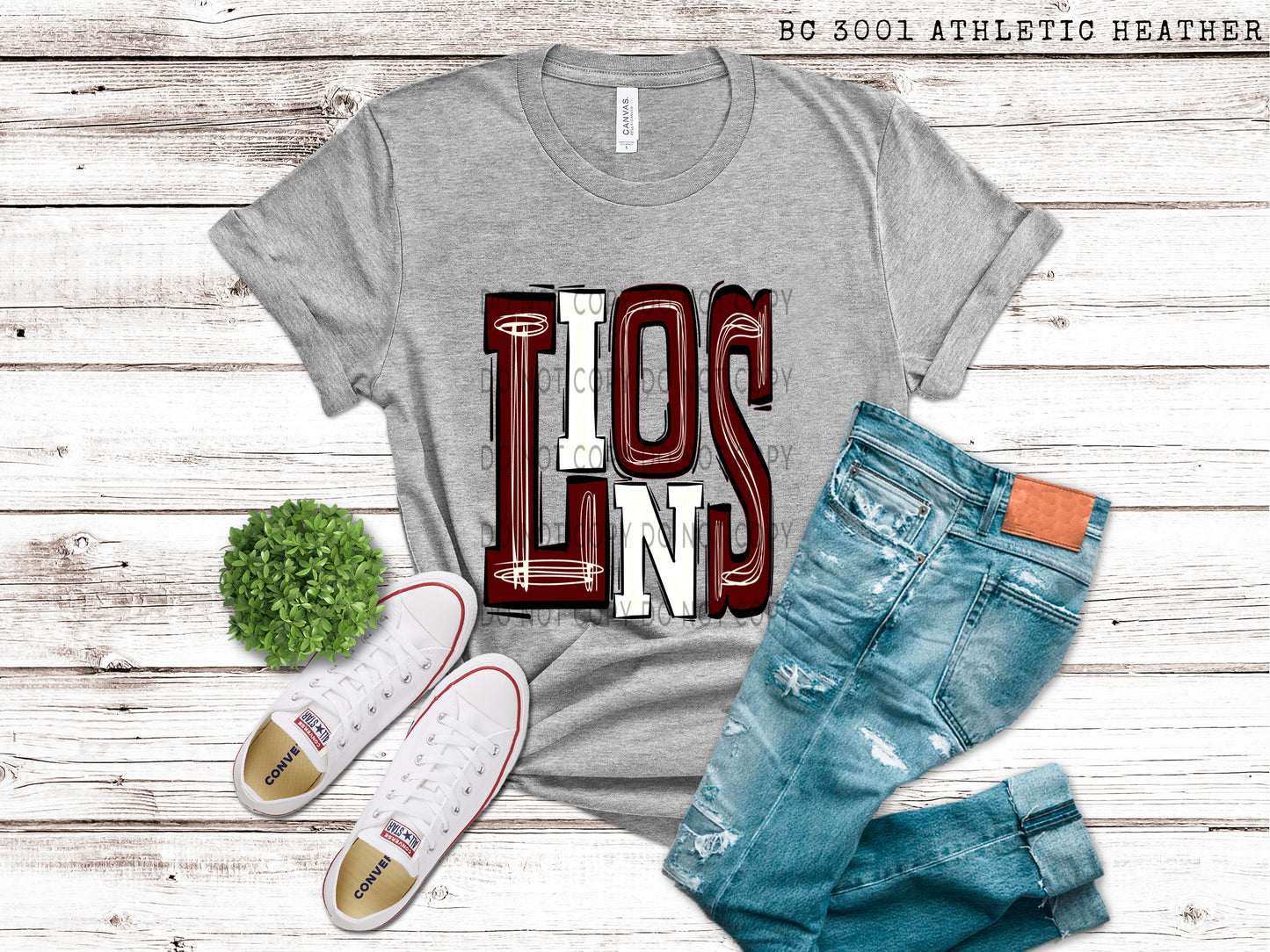 Lions Maroon and White - DTF