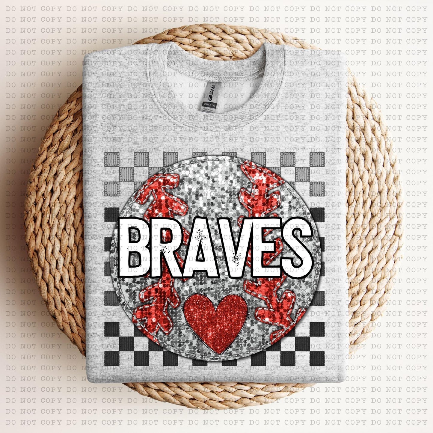 Baseball Mascots Faux Embroidery Checkered Sequins -DTF