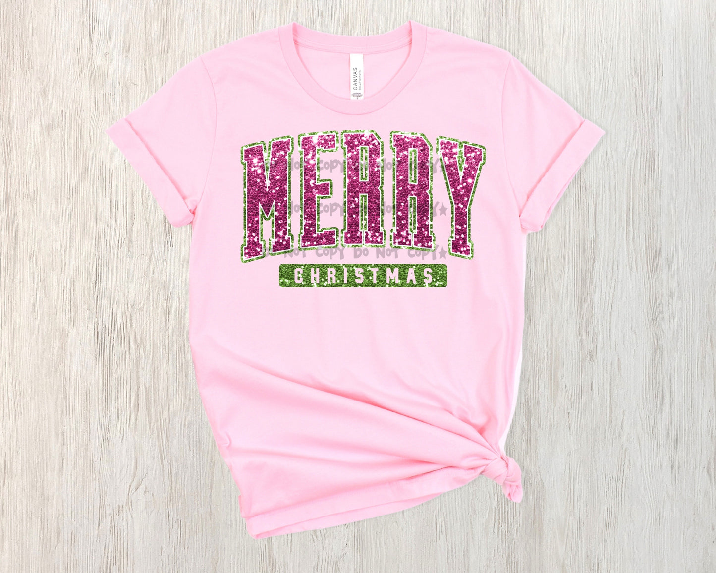 Merry christmas pink and green sequin-DTF