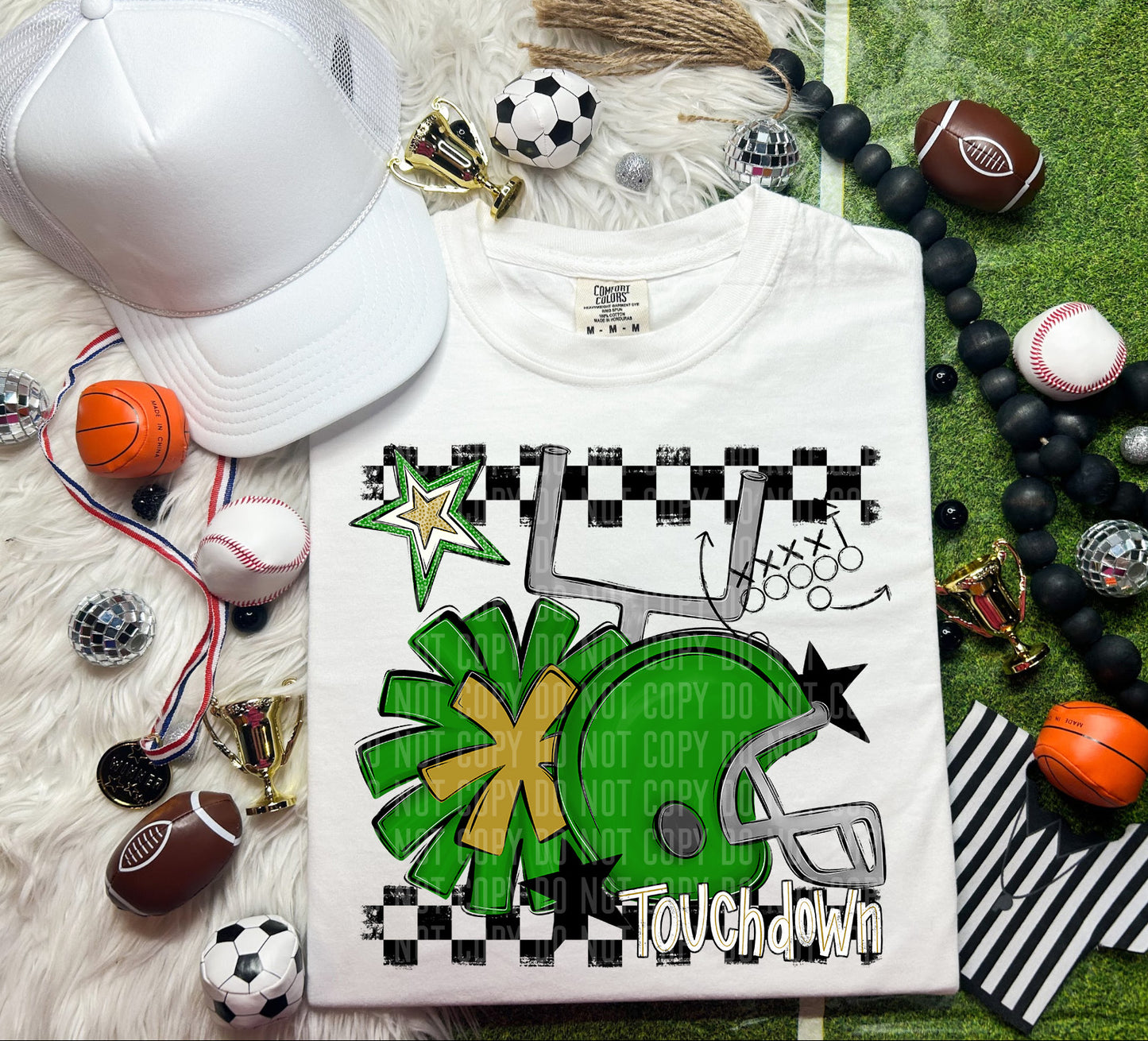 Football Helmet- Pom(Dropdown)- DTF&UV