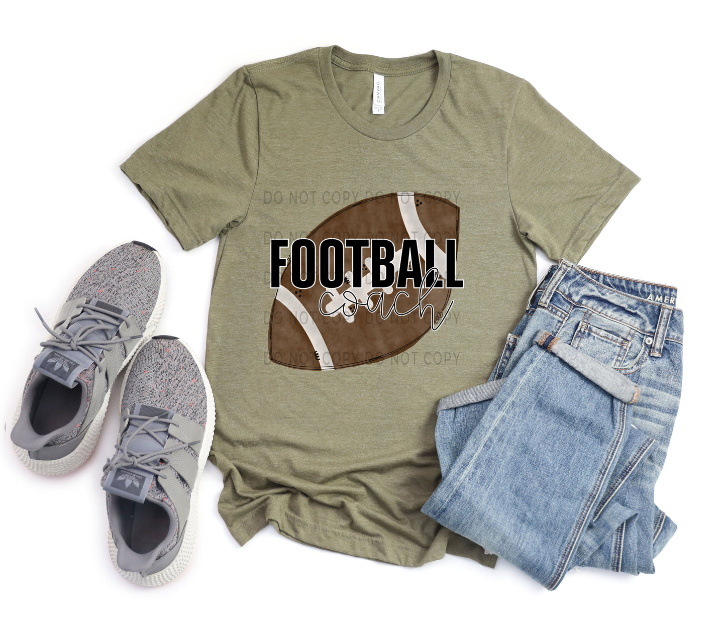 Football Coach White Outline - DTF