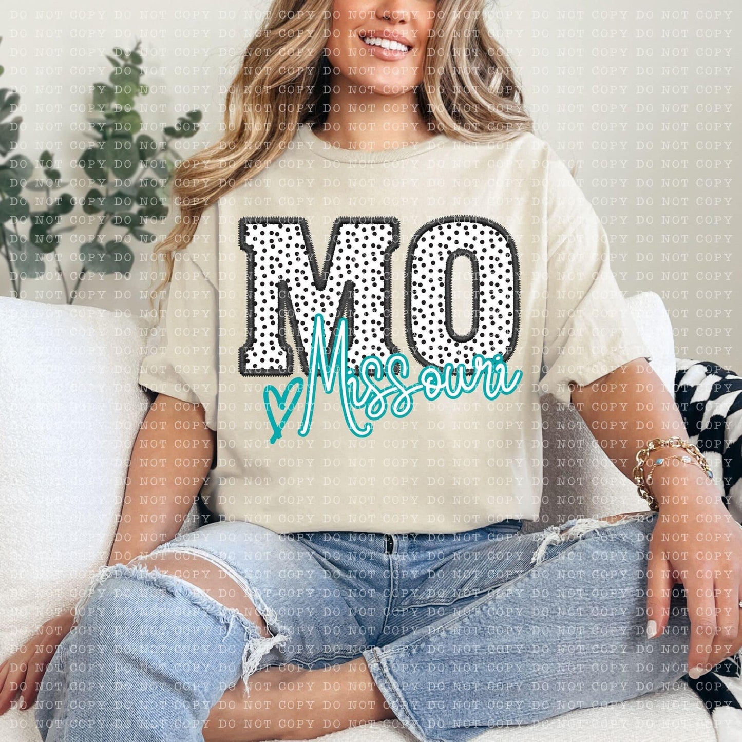 Polka Dotted Faux Embroidery States (ALL STATES)-DTF