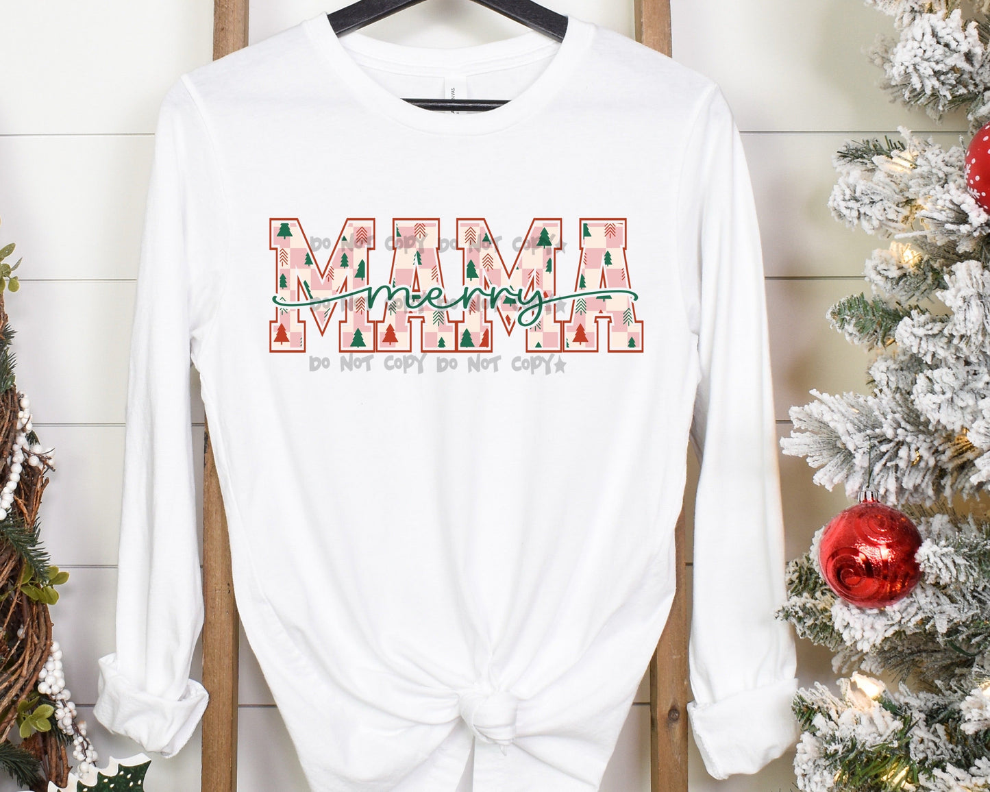 Merry Mama trees in letters-DTF