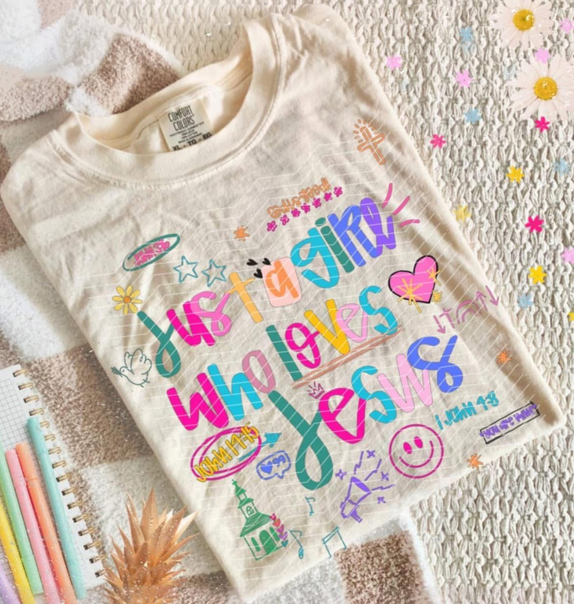 Just a girl who loves Jesus doodle- DTF
