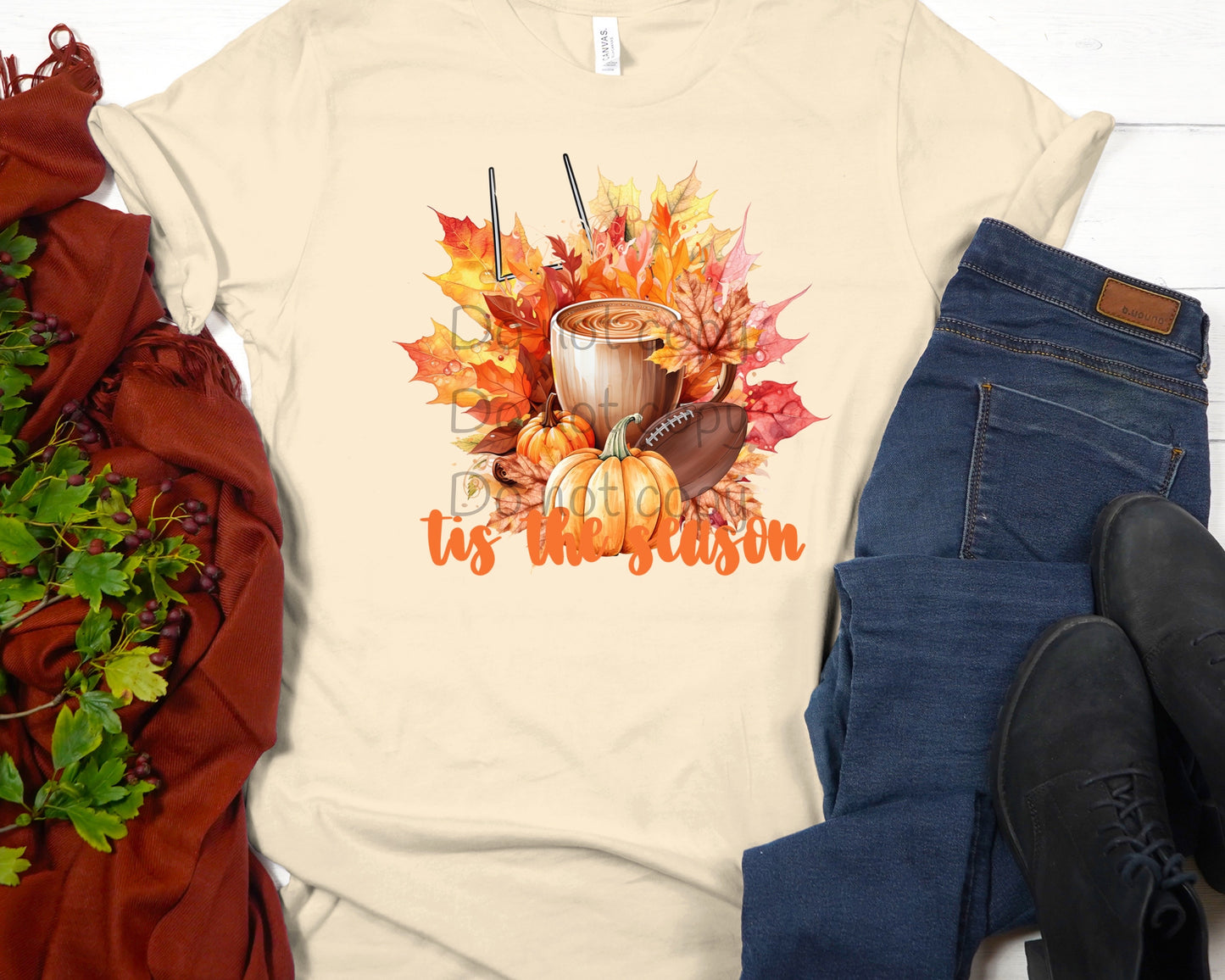 Tis the season football pumpkin leaves-DTF