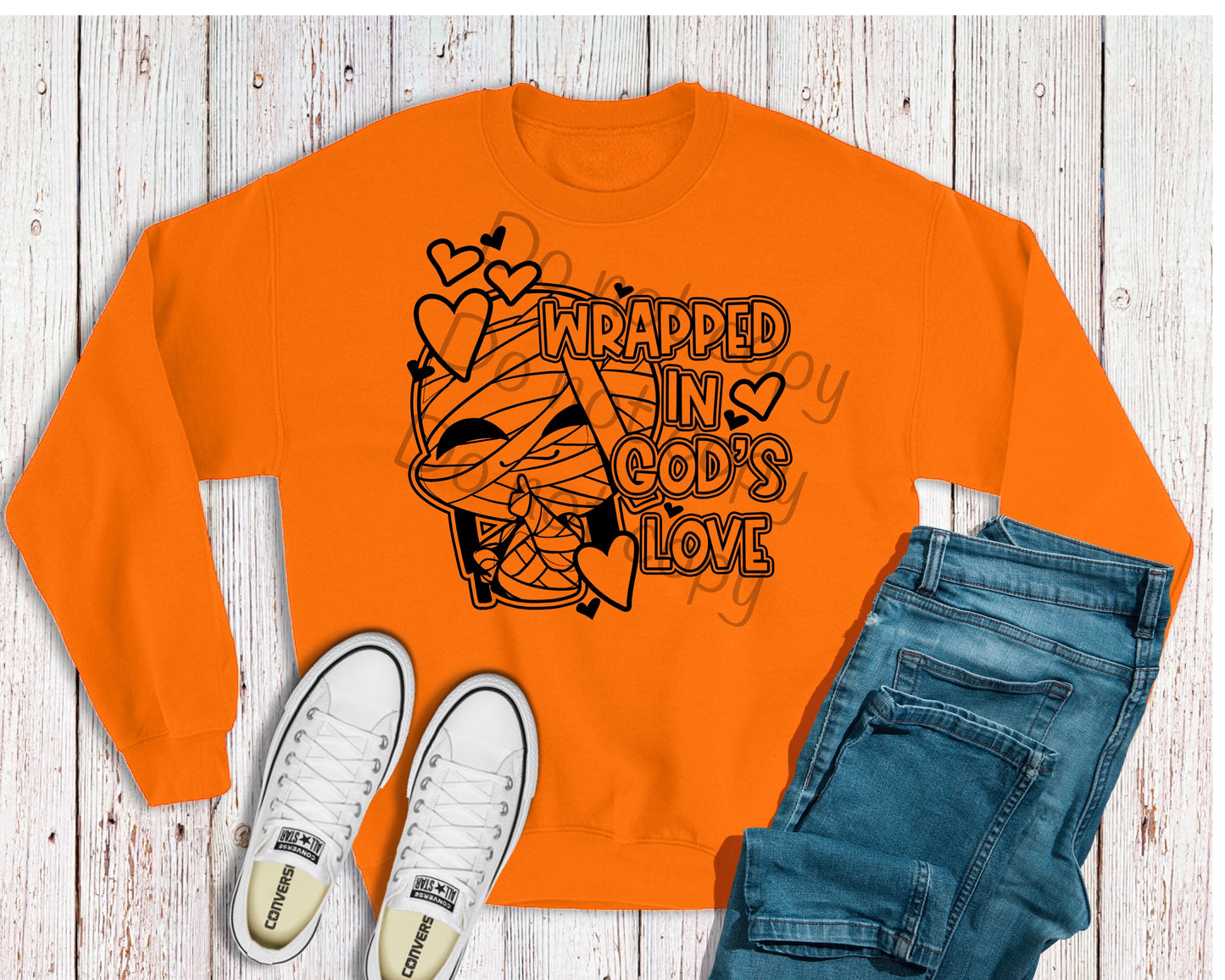 Wrapped in God’s love single color-DTF
