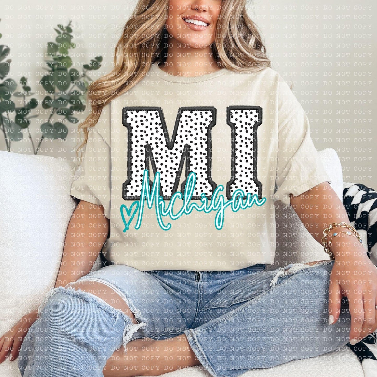 Polka Dotted Faux Embroidery States (ALL STATES)-DTF