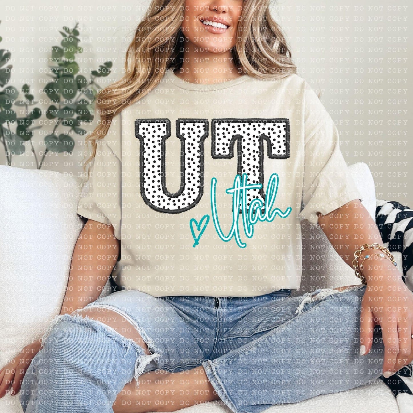 Polka Dotted Faux Embroidery States (ALL STATES)-DTF
