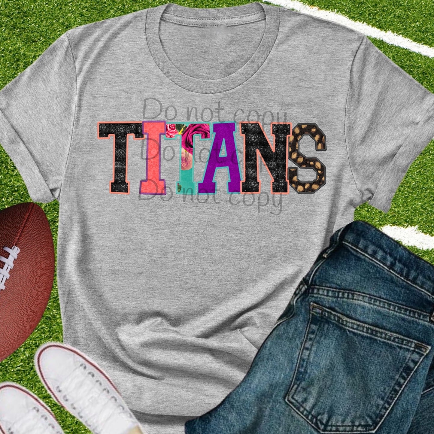 Titans one line faux appliqué words-DTF