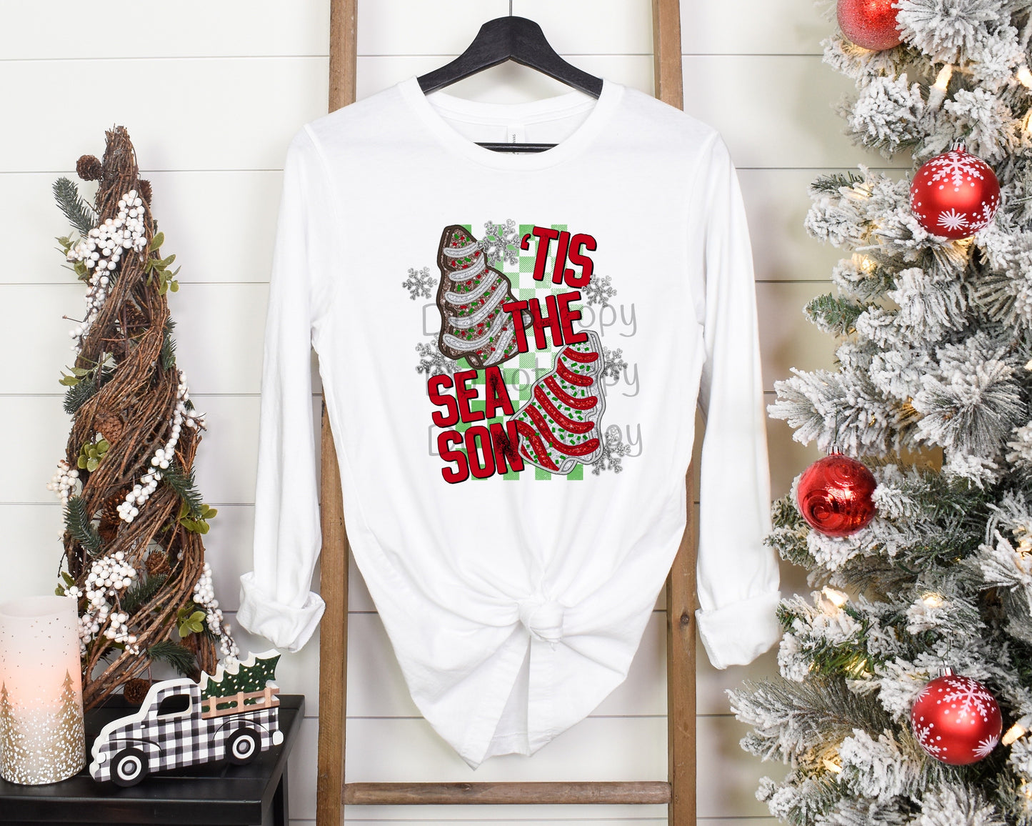 Tis the season sequin Christmas snack cake snowflakes-DTF