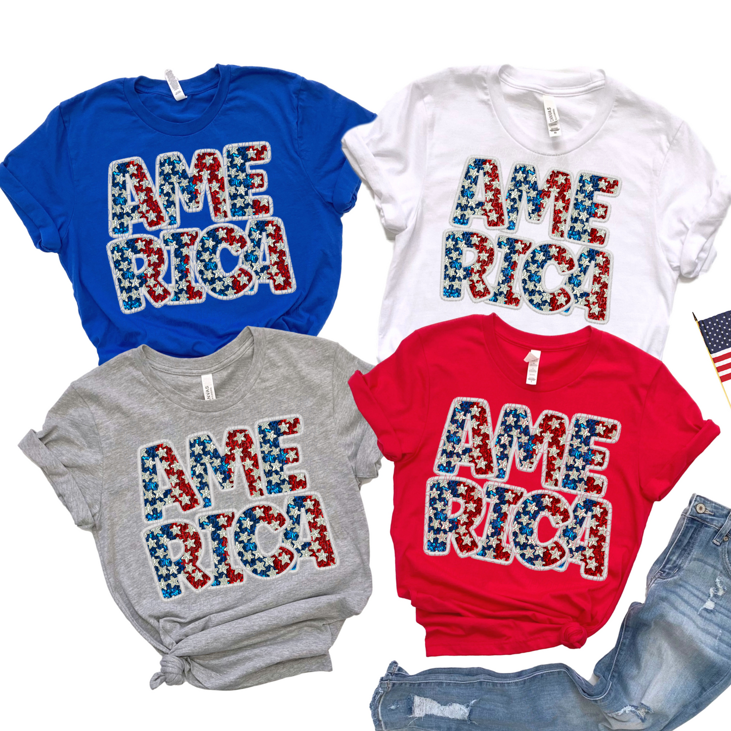 AMERICA glitter stars-DTF