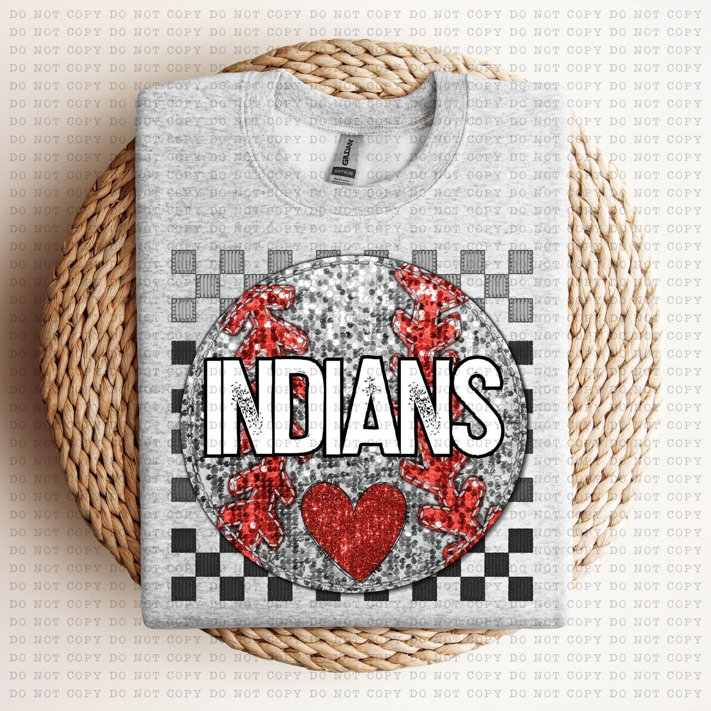 Baseball Mascots Faux Embroidery Checkered Sequins -DTF