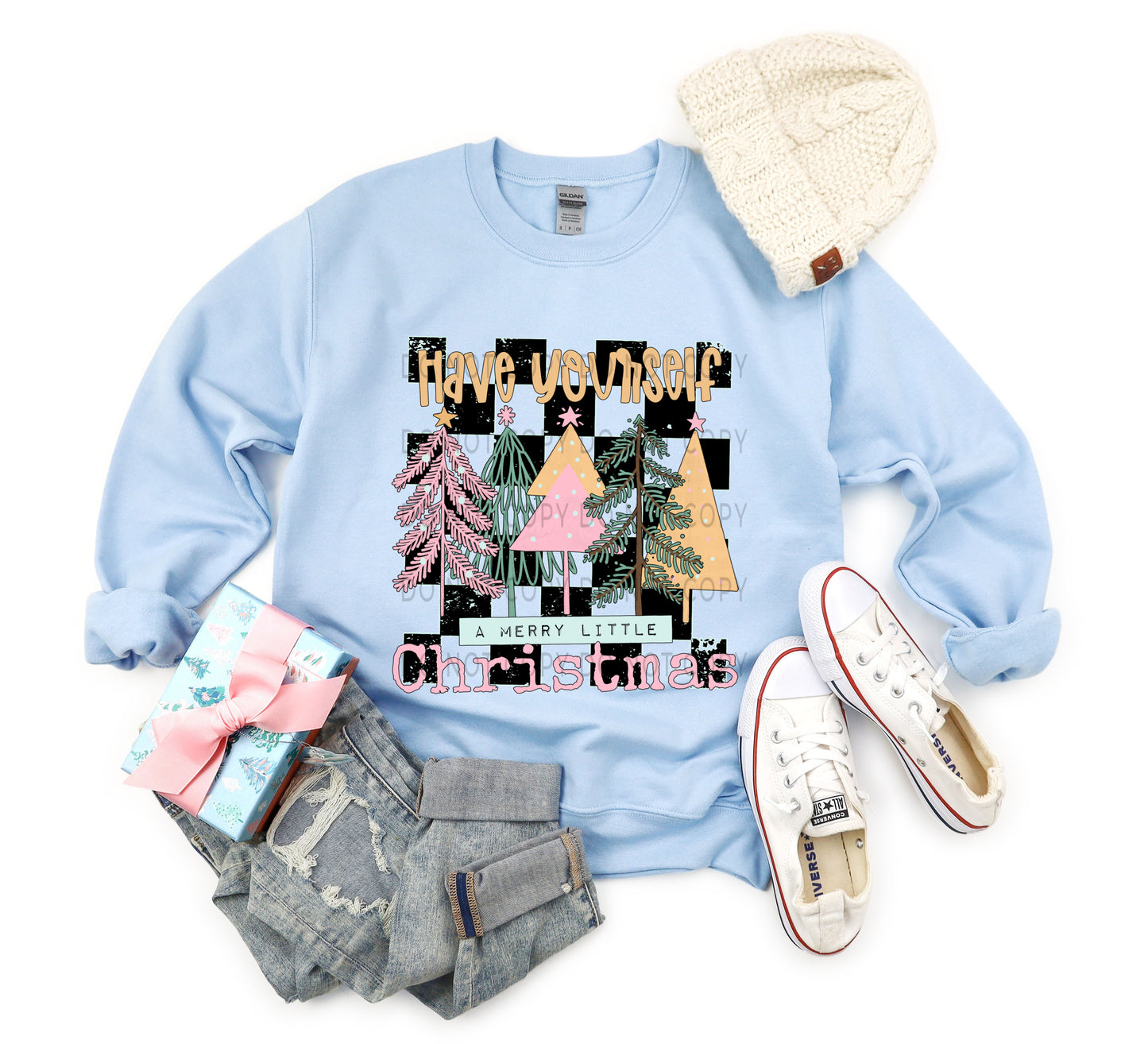Have Yourself A Merry Little Christmas Checkered Pastel -DTF