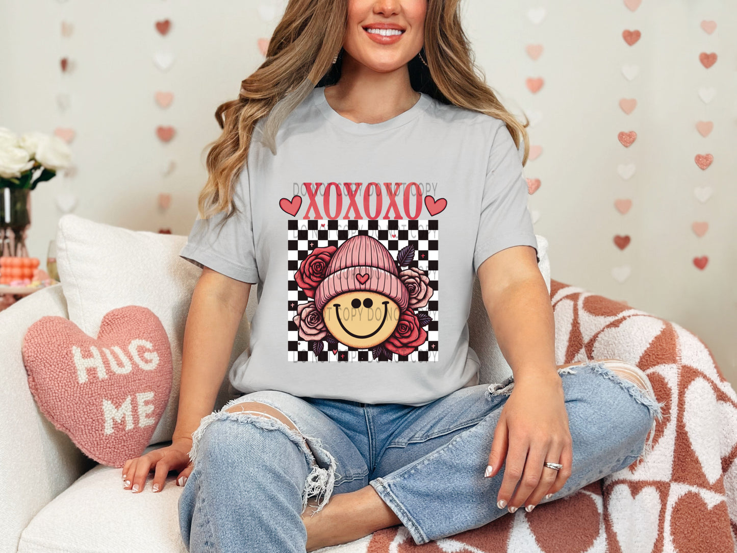 XOXOXO Smiley Checkered DTF