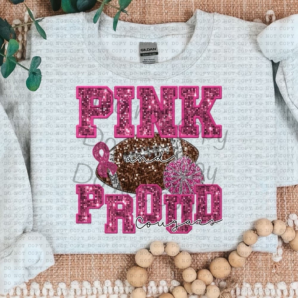 Pink and proud football Cougars-DTF