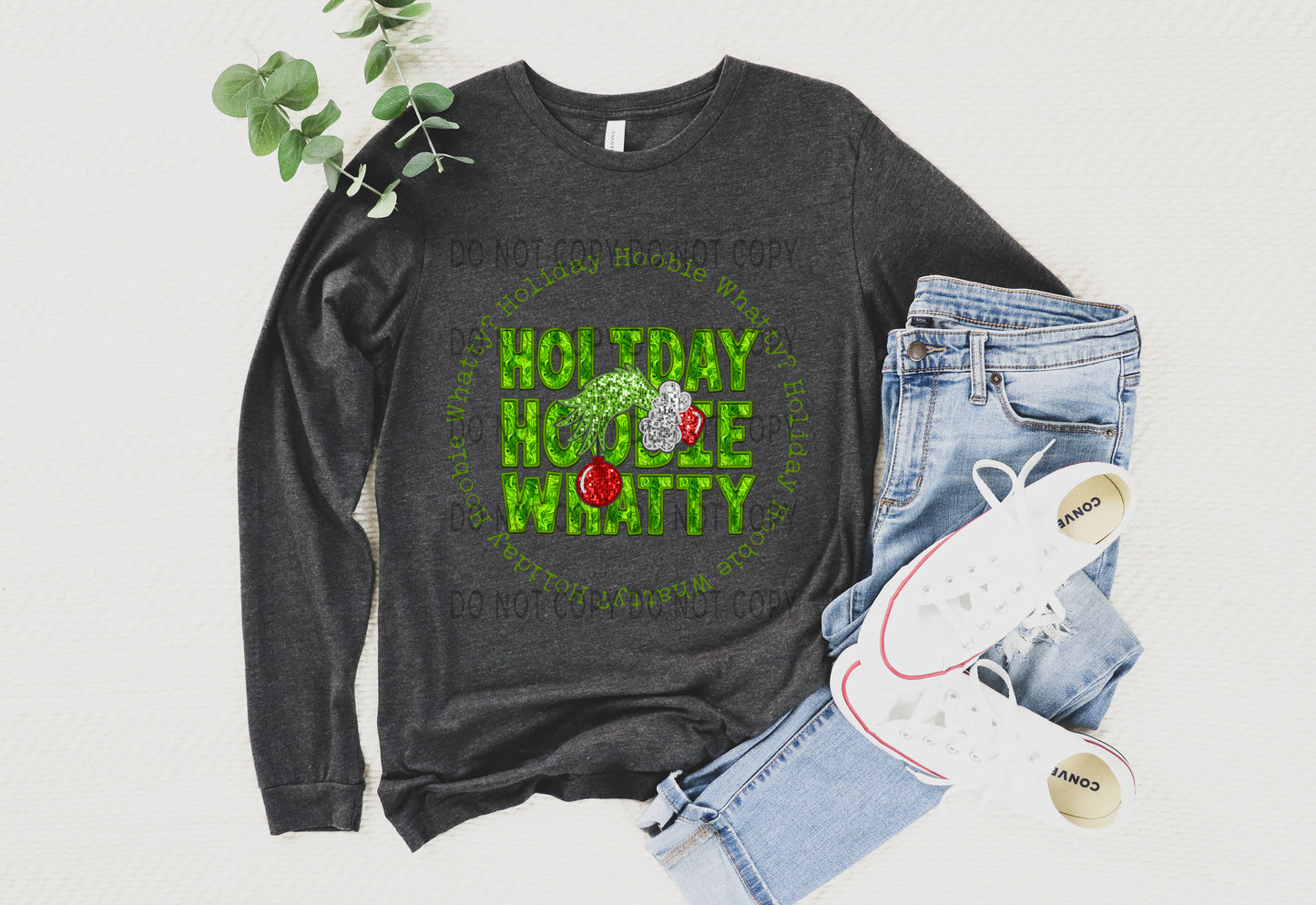 Holiday Hoobie Whatty Faux Embroidery Sequin - DTF