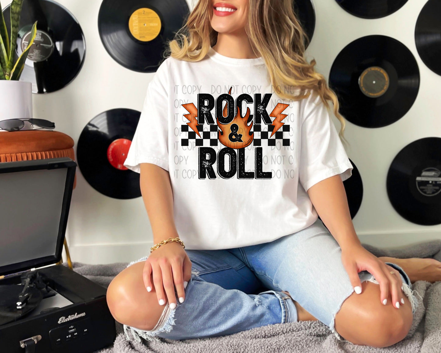 Rock And Roll Checkered Bolt -DTF