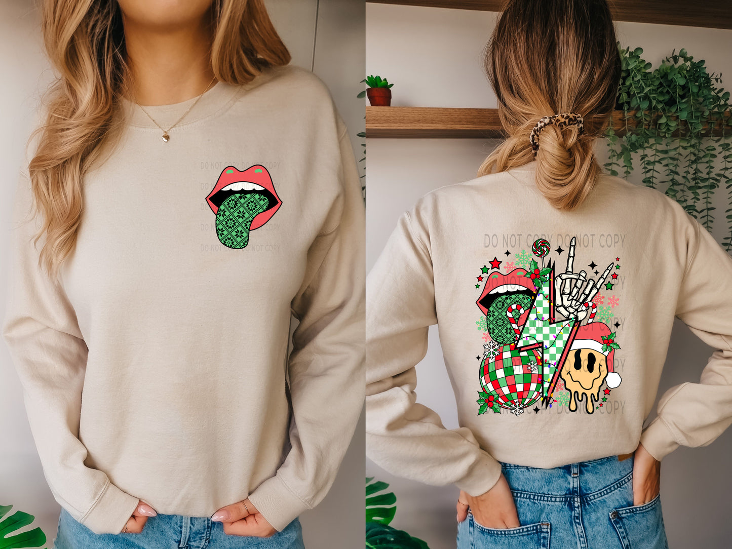Christmas Collage Checkered Bolt (FRONT)-DTF