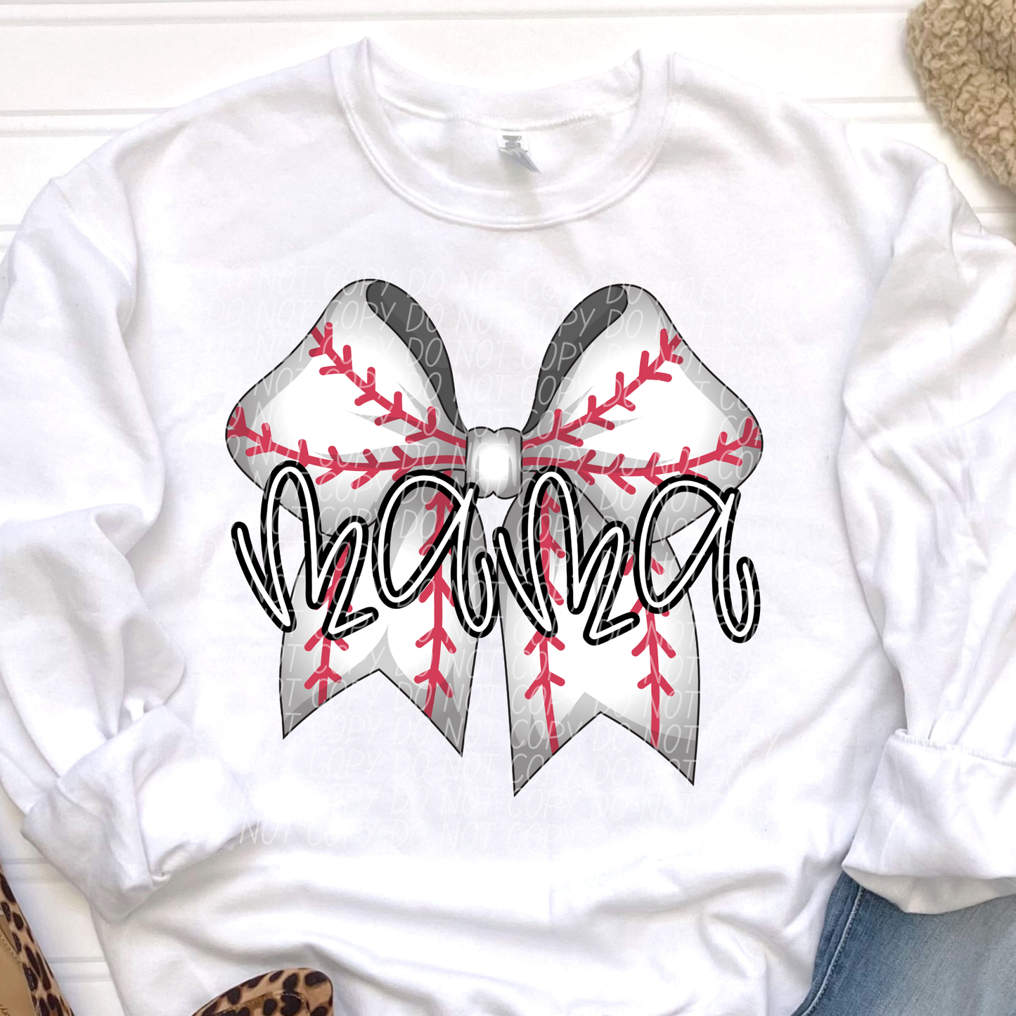 BASEBALL MAMA BOW- DTF&UV