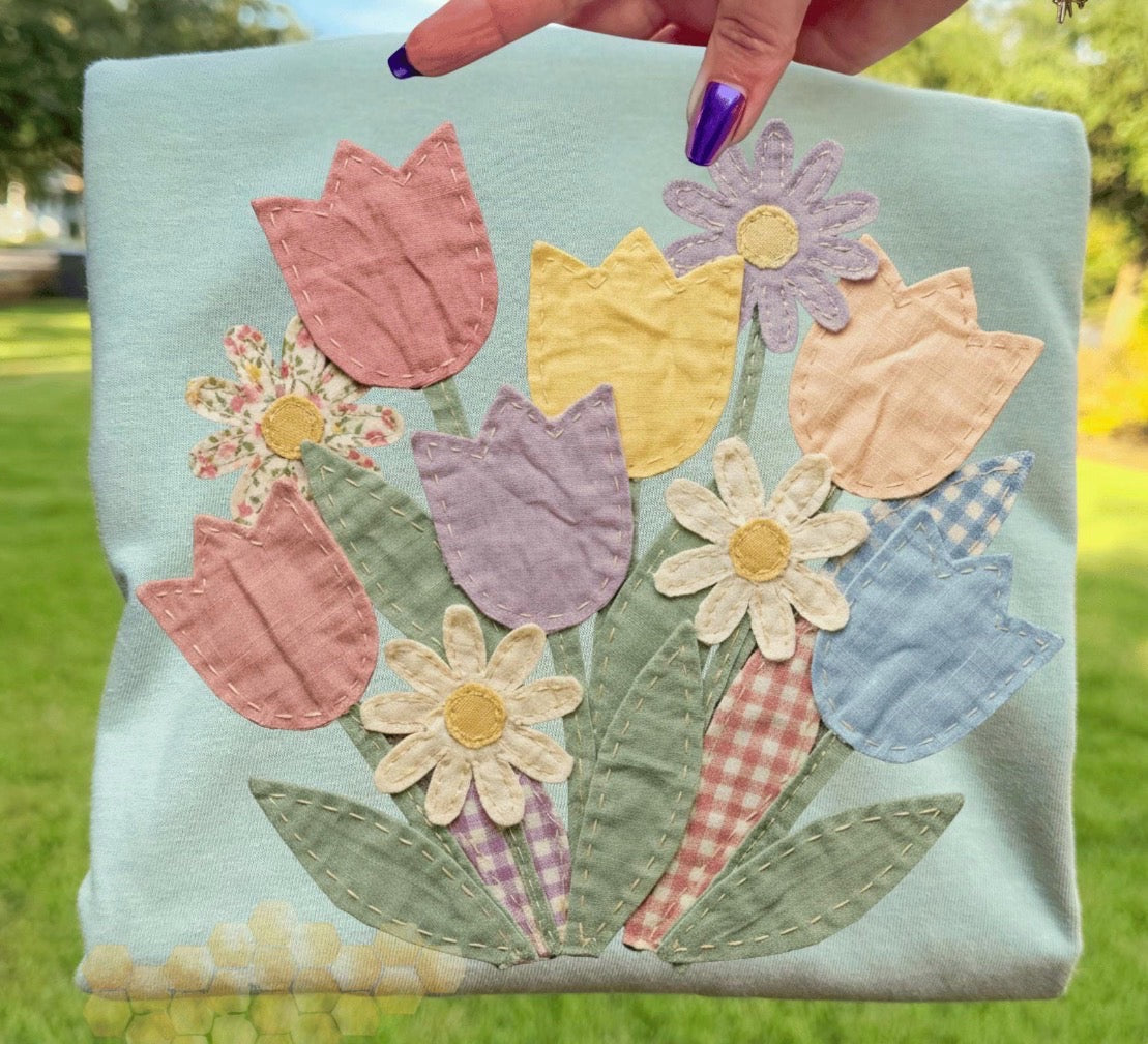 Floral bouquet faux quilt -DTF&UV