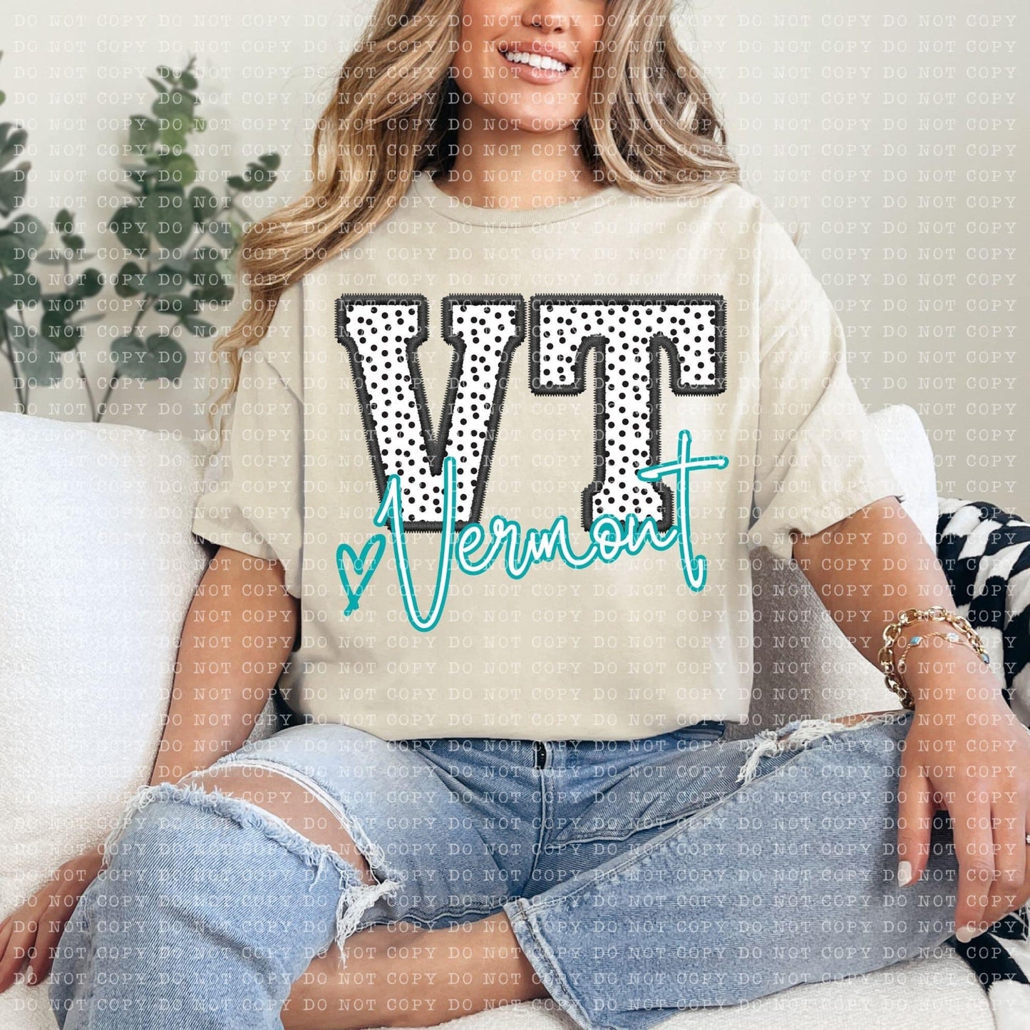 Polka Dotted Faux Embroidery States (ALL STATES)-DTF