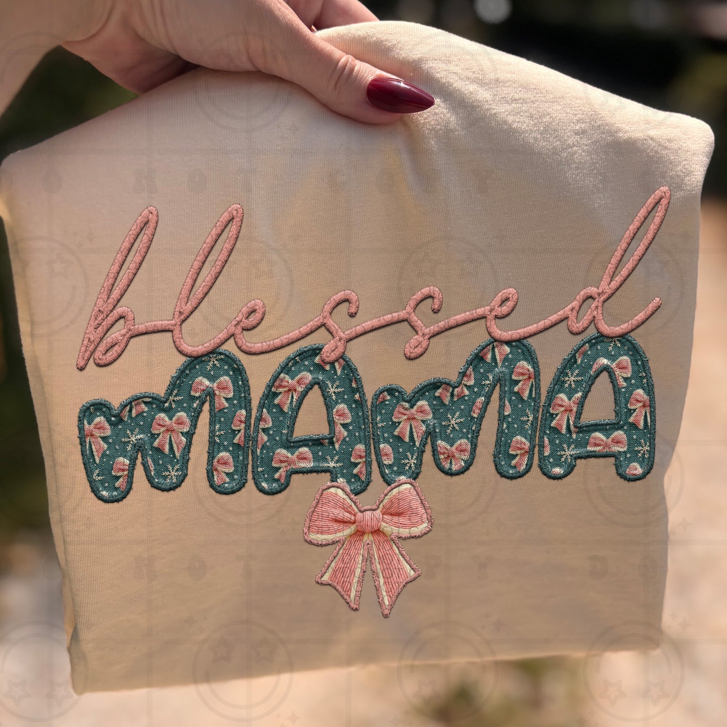 BLESSED MAMA BOWS IN LETTERS -DTF&UV