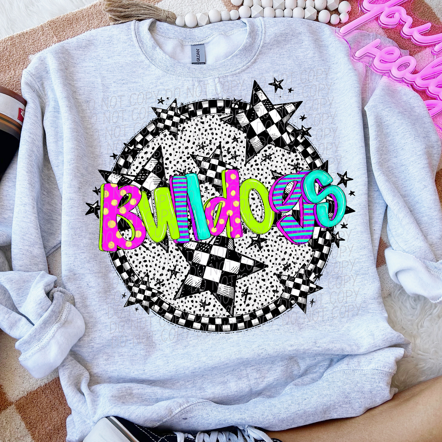 Neon checker Mascots(Dropdown)-DTF