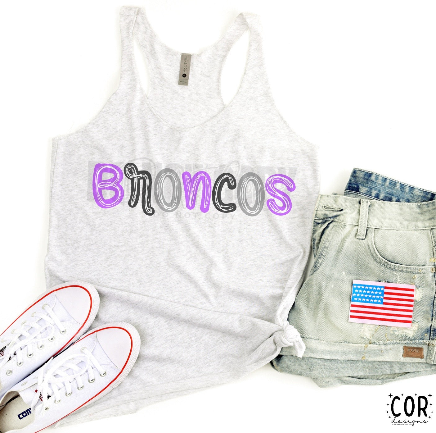 Broncos Purple Gray Blk W Wht - DTF