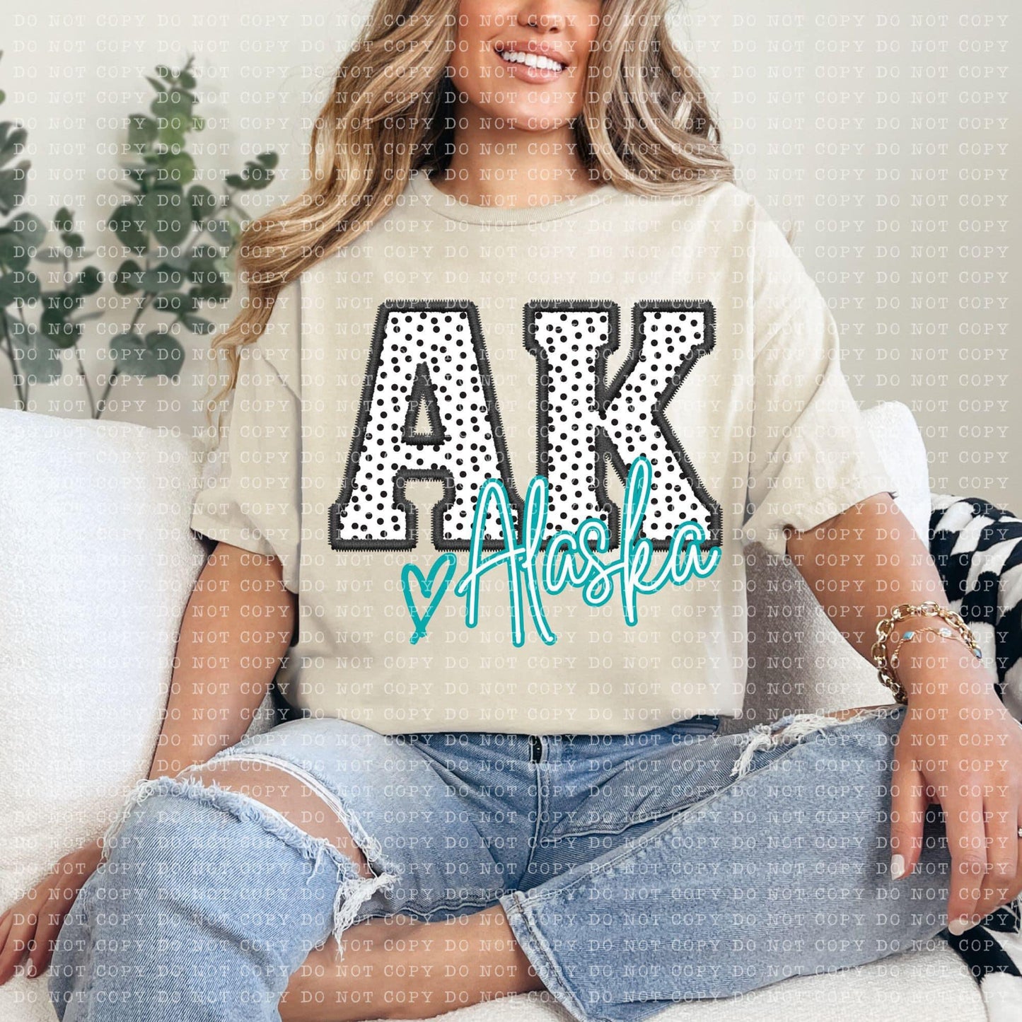Polka Dotted Faux Embroidery States (ALL STATES)-DTF