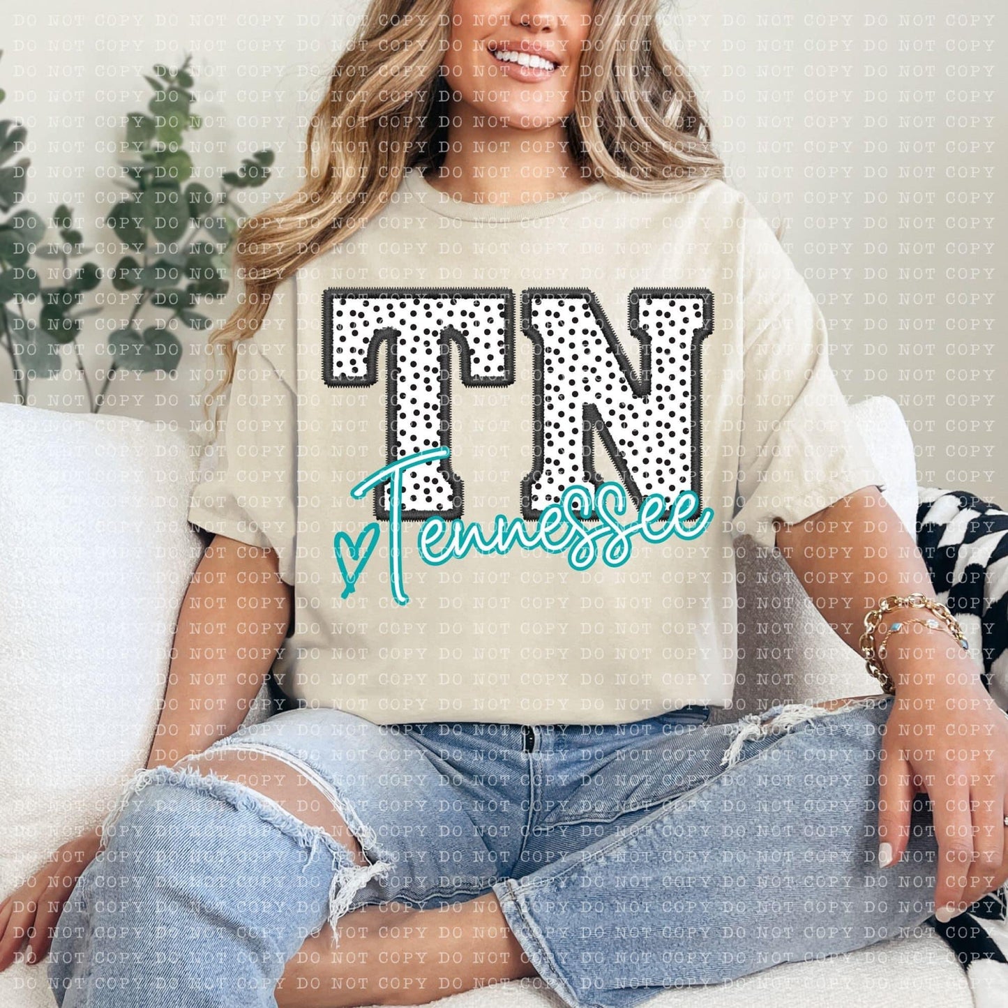 Polka Dotted Faux Embroidery States (ALL STATES)-DTF