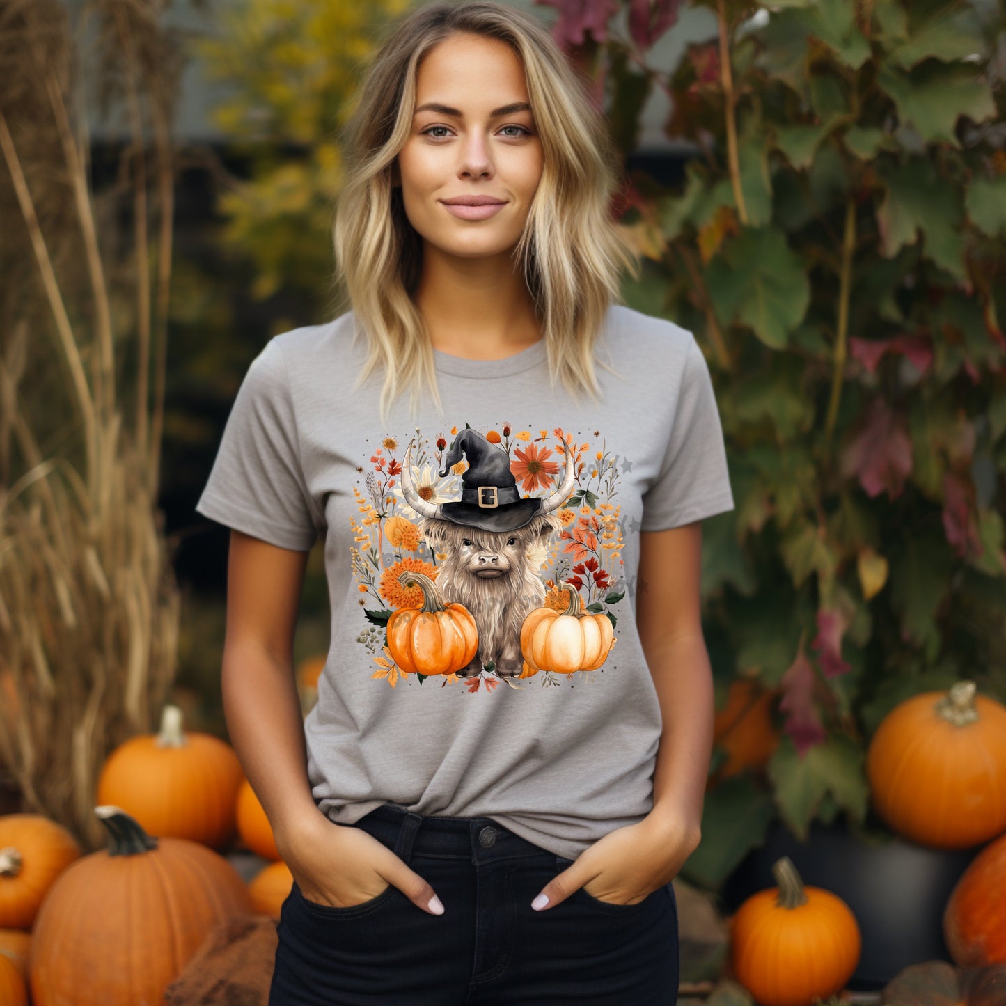 Fall cow with witch hat-DTF
