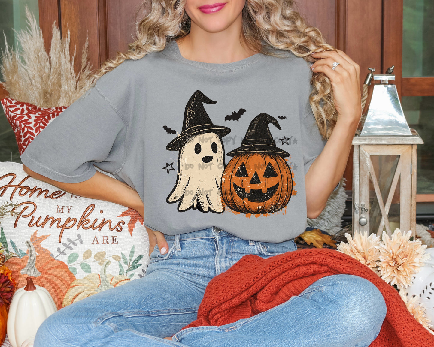 Ghost and pumpkin with witch hats- DTF&UV