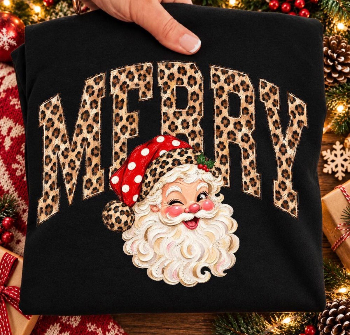 Merry leopard with Santa- DTF&UV