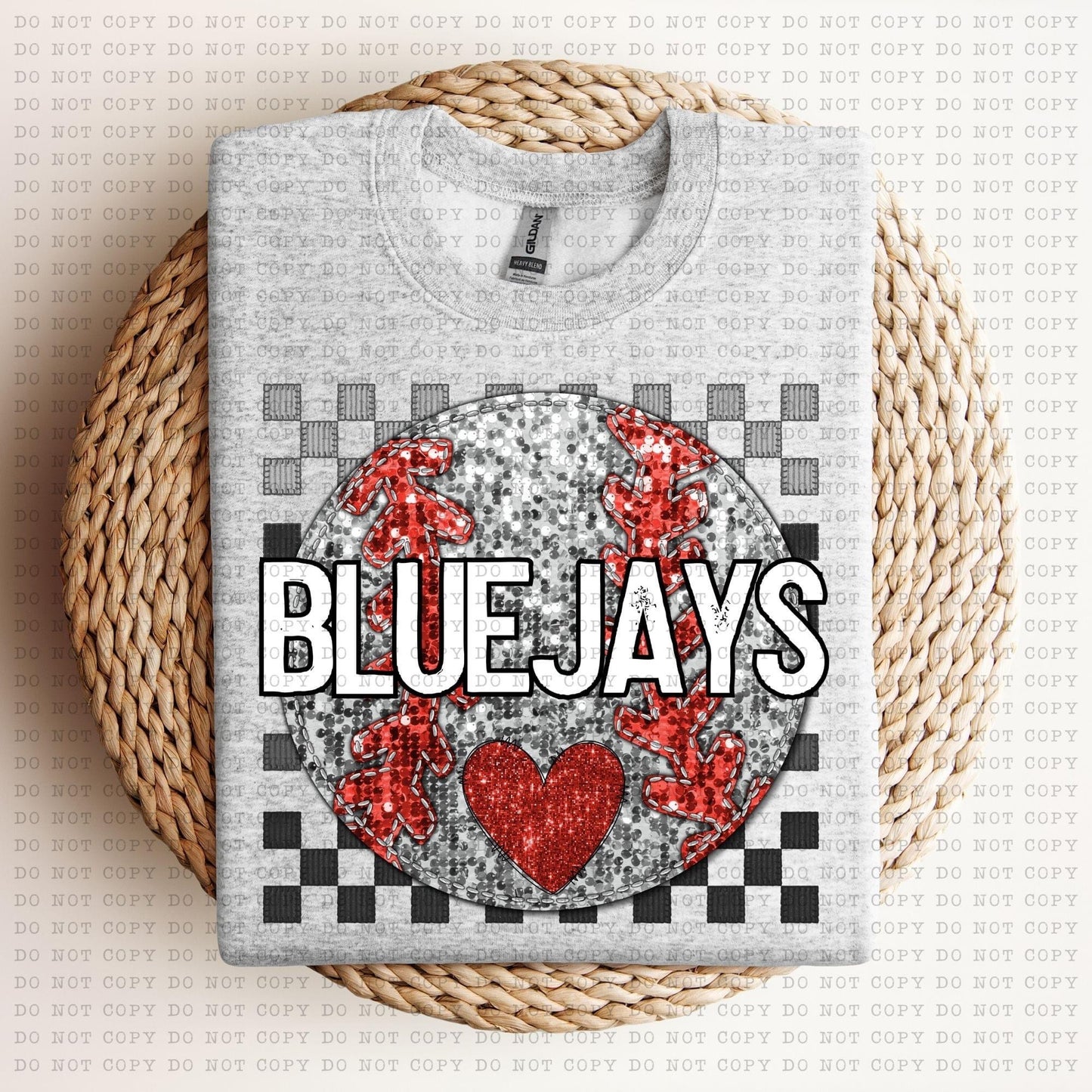 Baseball Mascots Faux Embroidery Checkered Sequins -DTF