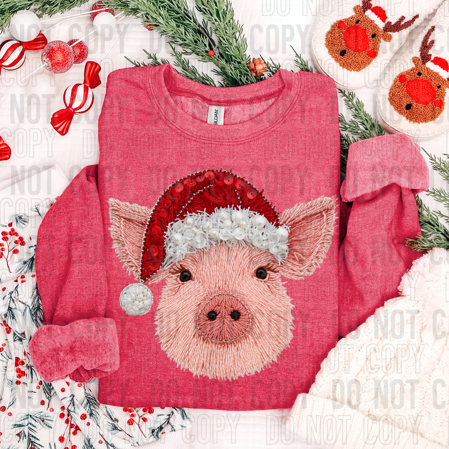 CHRISTMAS PIG FAUX YARN_ -DTF&UV
