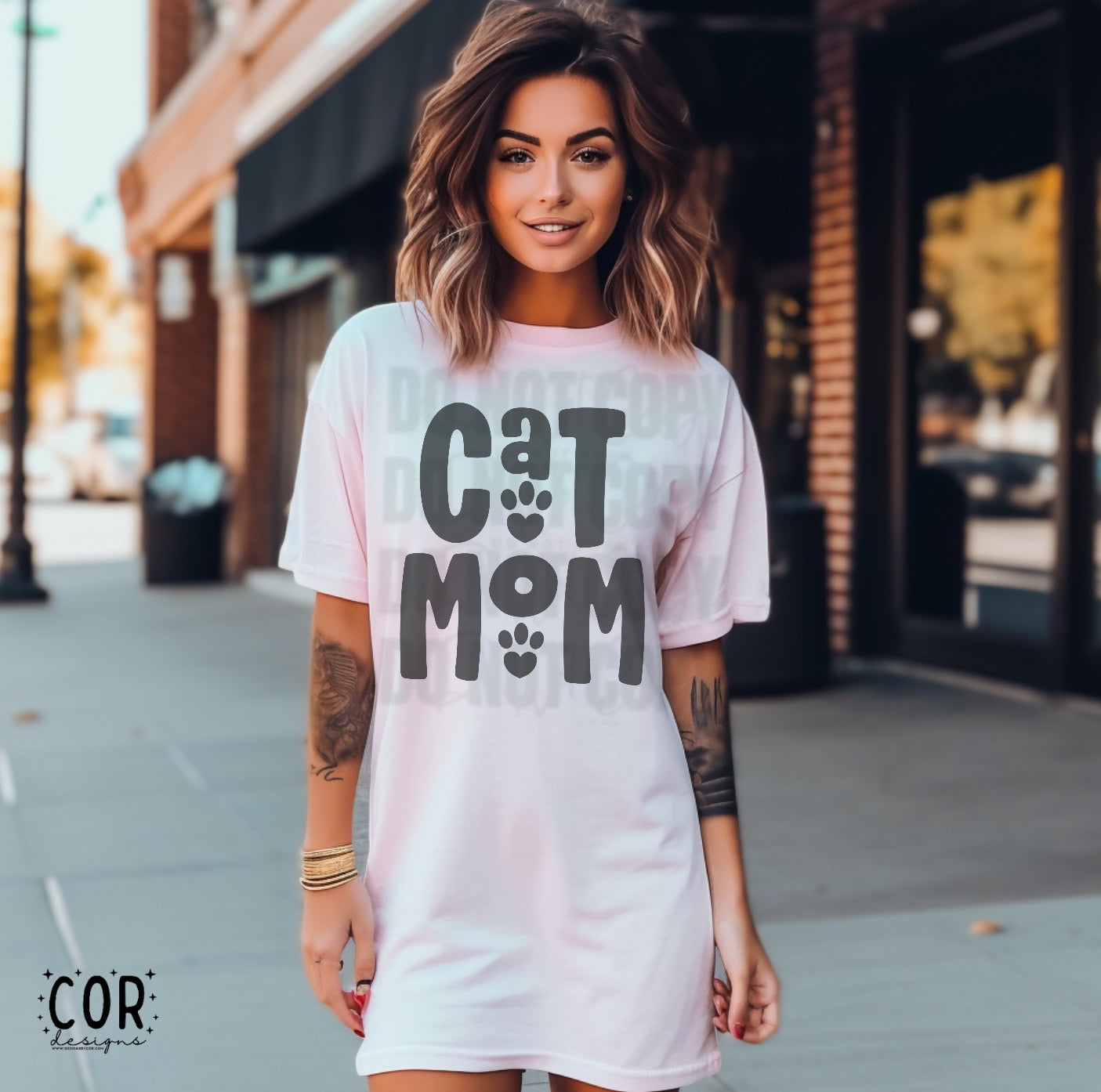 Cat Mom Blk Heart - DTF