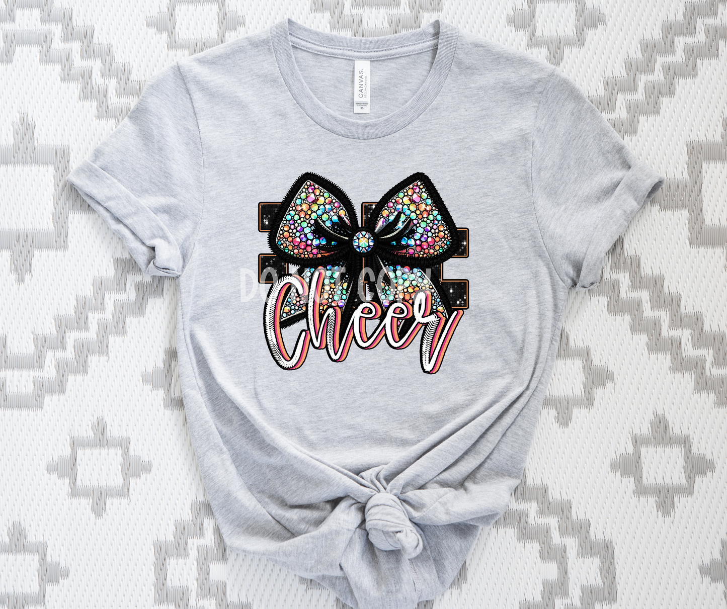 Cheer Faux Embroidery sequin bow-DTF