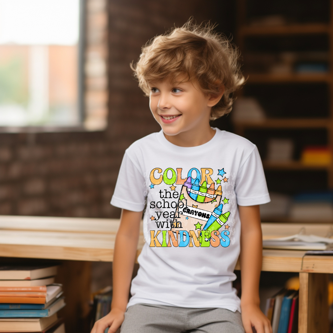 Color the school year with kindness orange blue-DTF