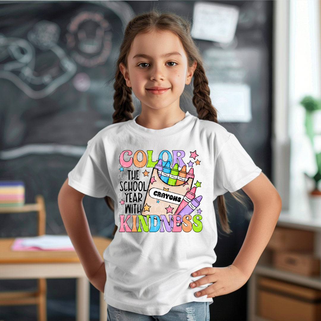 Color the school year with kindness pink-DTF