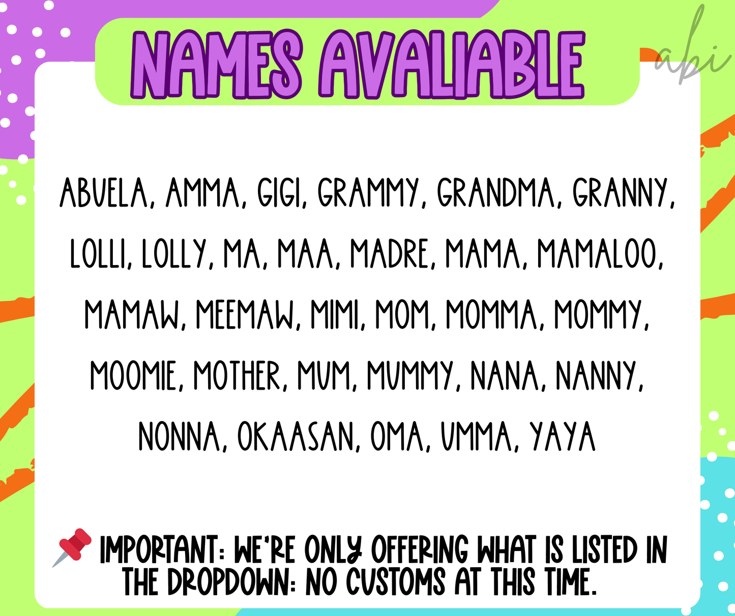 Small Bow Names/Occupations(Dropdown)-DTF