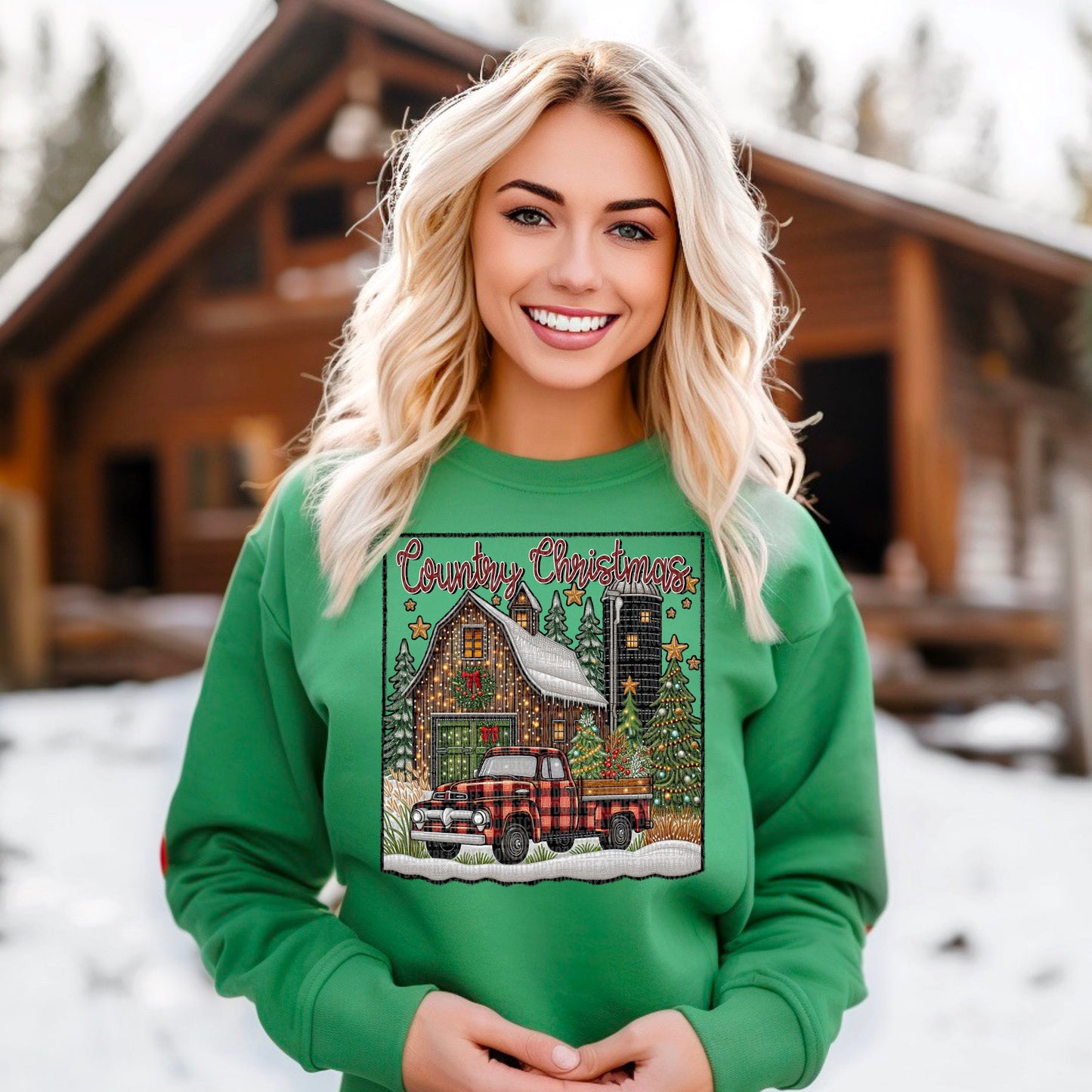 CountryChristmas plaid truck- DTF