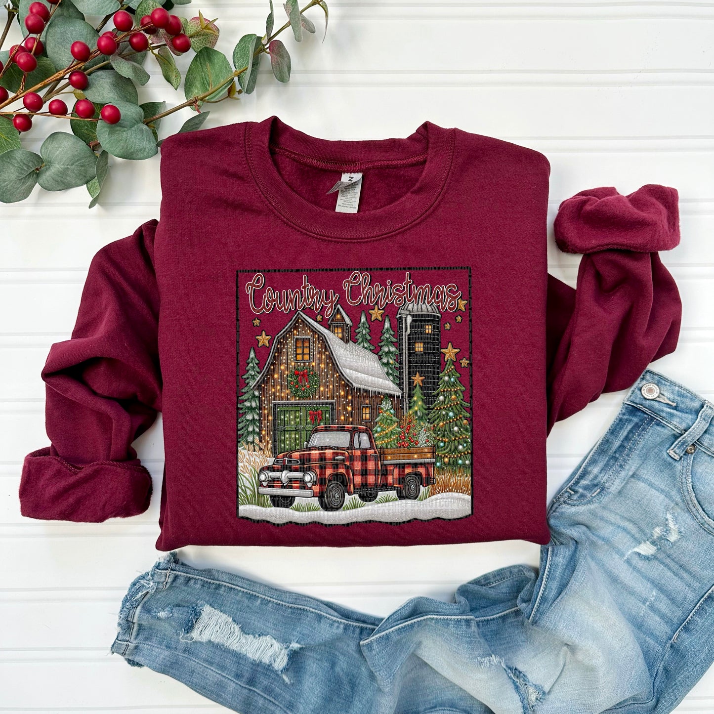 CountryChristmas plaid truck- DTF