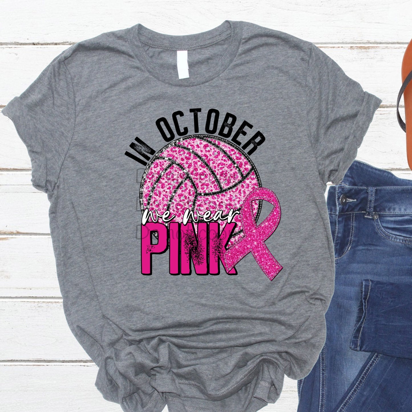 In October we wear pink volleyball-DTF