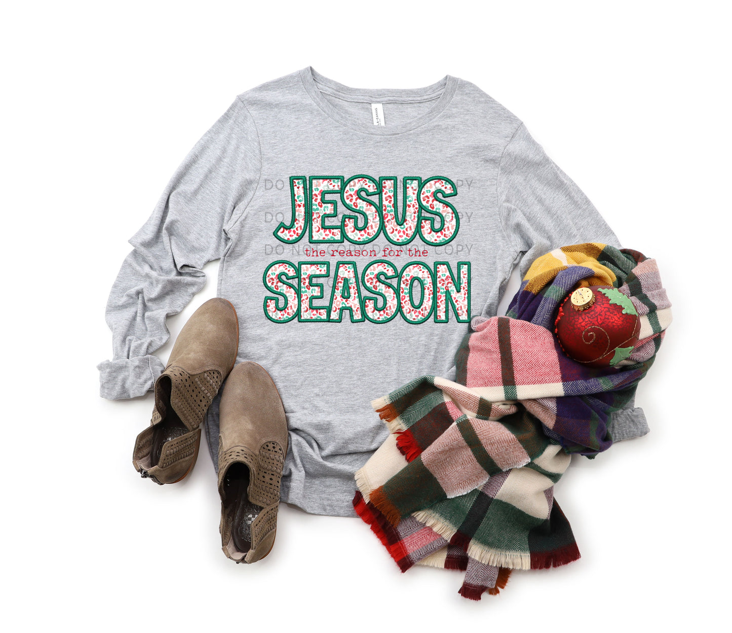 Jesus The Reason For Season Leopard Faux Embroidery -DTF