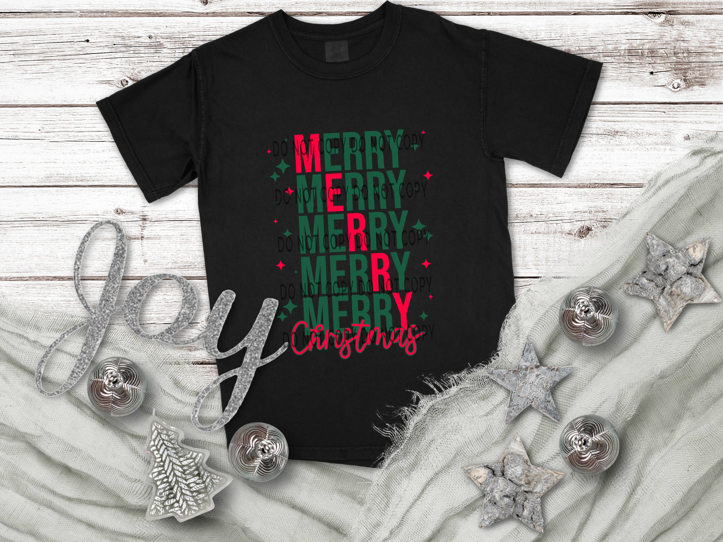 Merry Christmas Stacked Red And Green- DTF