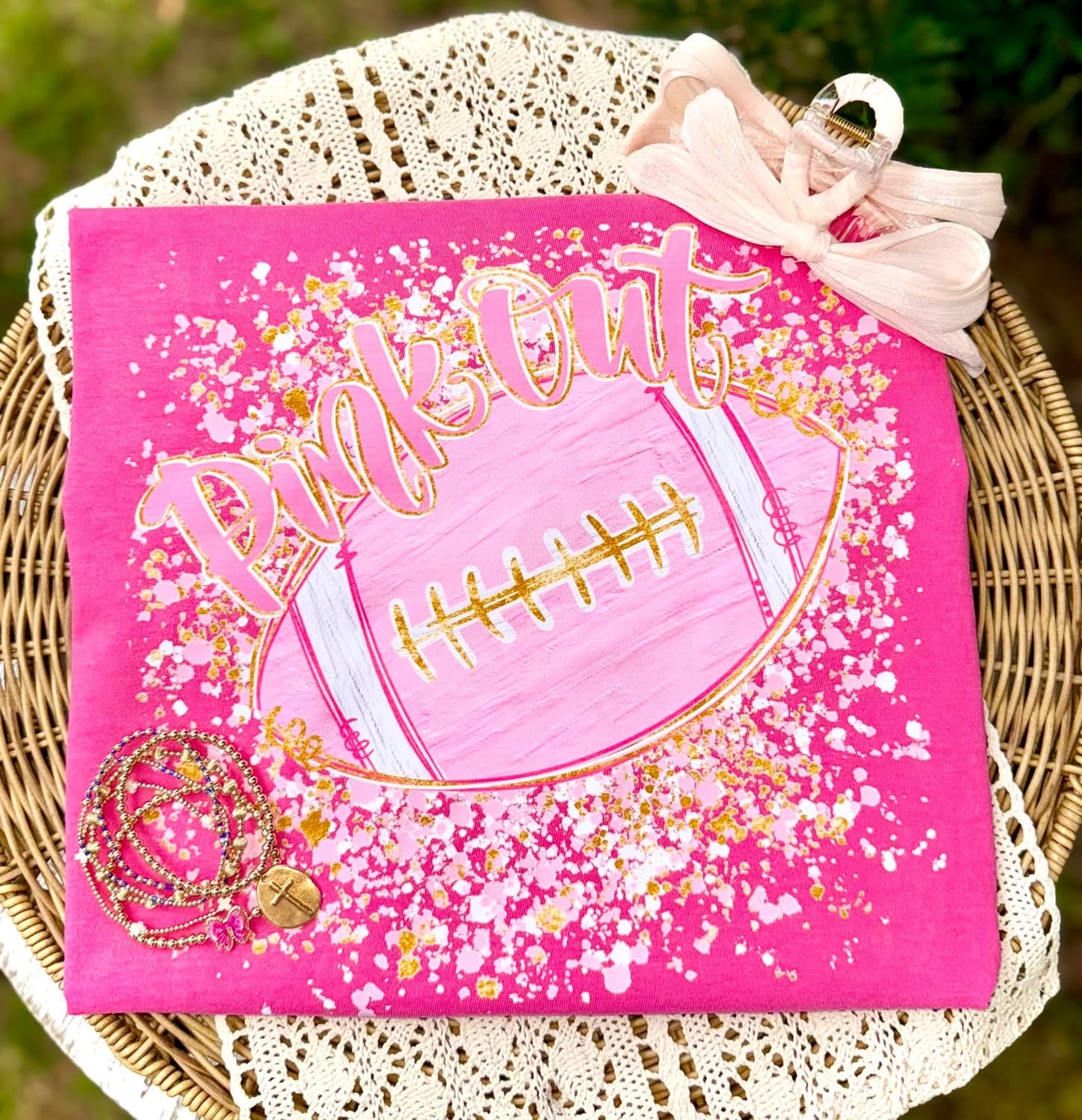 Pink out football pink splatter- DTF&UV