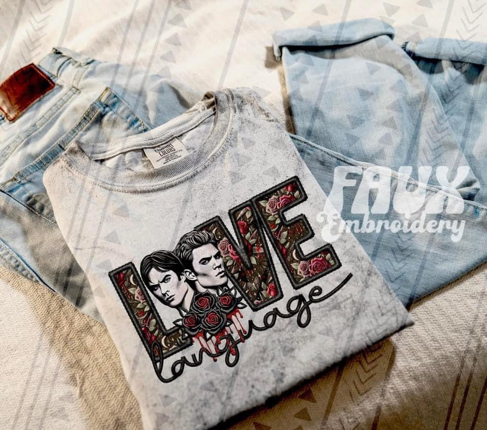 Love Language Vampire Diaries Faux Embroidery - DTF