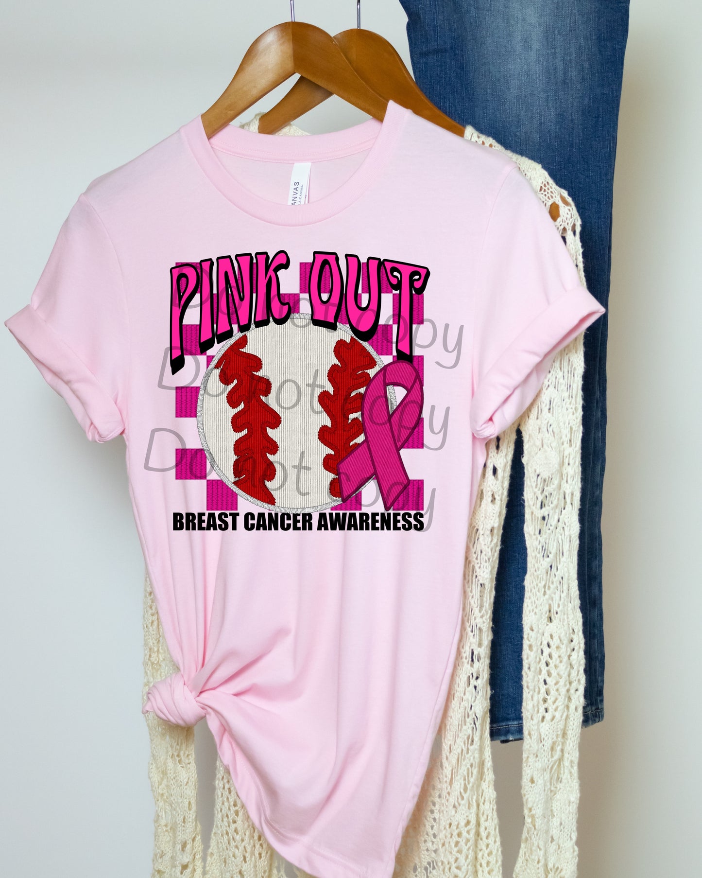 Pink out baseball breast cancer awareness-DTF